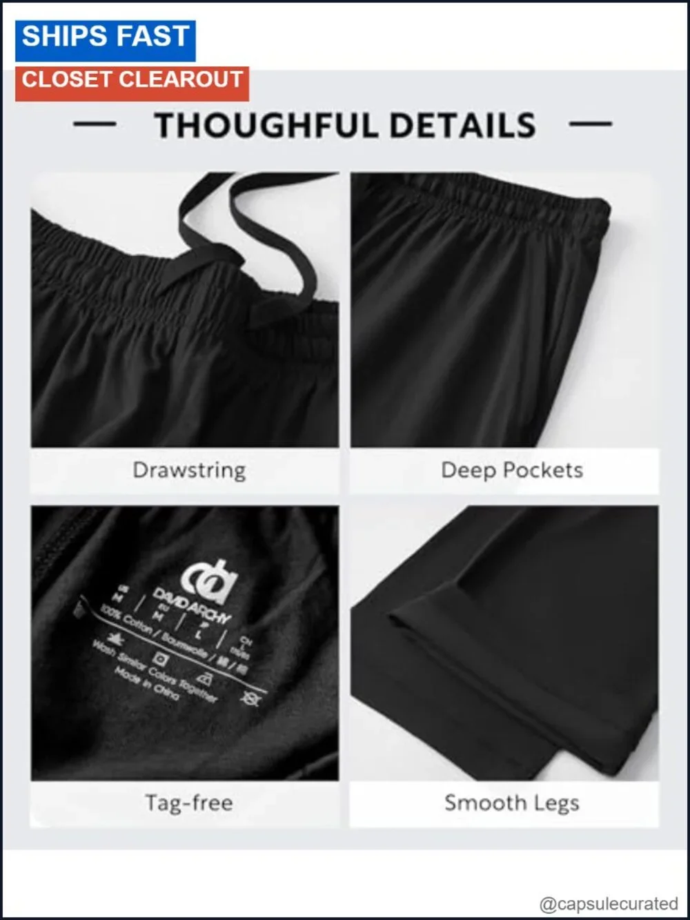 Men's 100% Cotton Pajama Pants Drawstring Lounge Sleep Bottoms 2-Pack